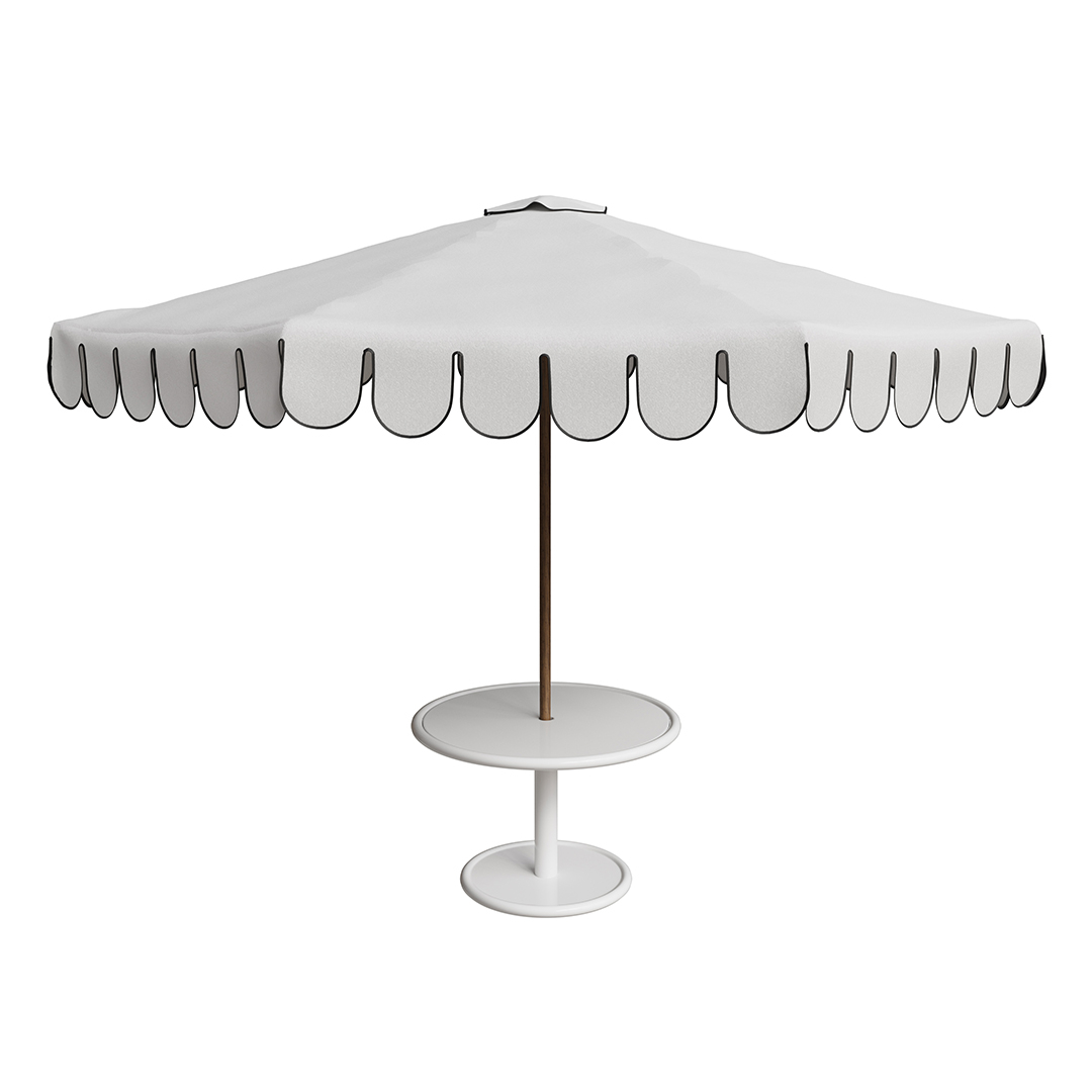 Sonora Picnic Café Table with Scallop Umbrella - Salt